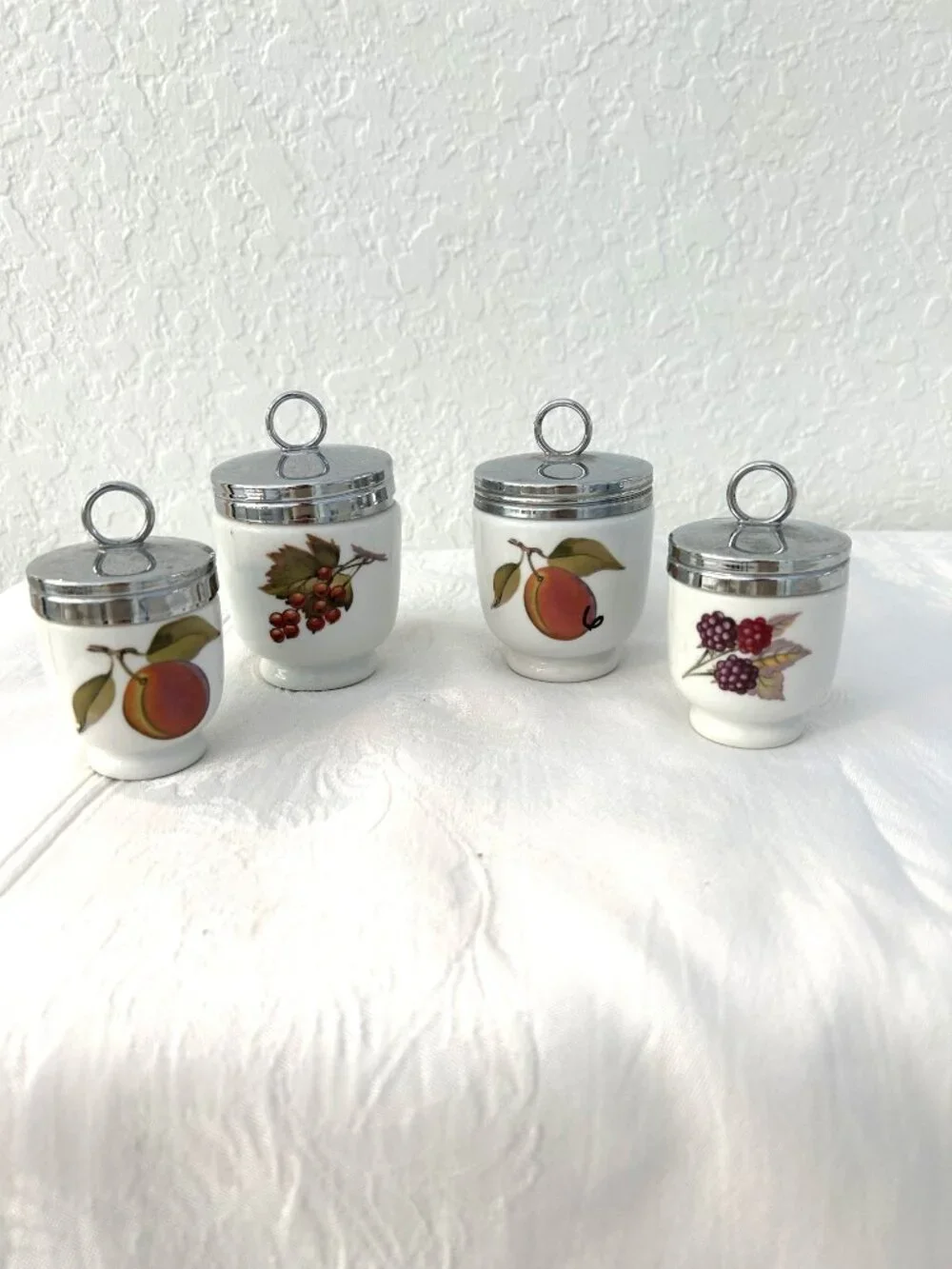 Vintage Royal Worcester Evesham Egg Coddlers, Set of 4